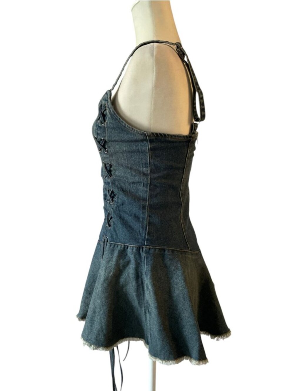 Dolls Kill Current Mood Little Miss Attitude Mini Denim Dress SZ M Grunge Fest - Picture 3 of 10